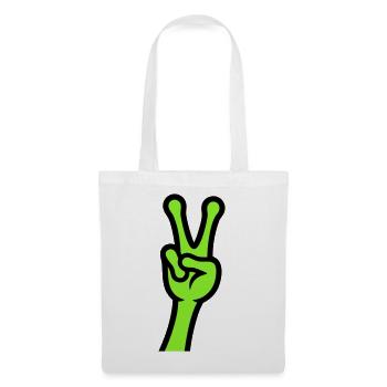 Alien Hand Peace Zeichen Icon - Stoffbeutel - Weiß - Vorne