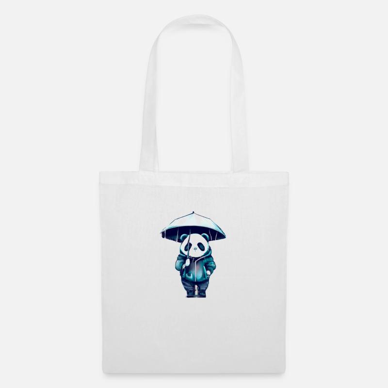 Panda with an umbrella - Stoffbeutel - Weiß