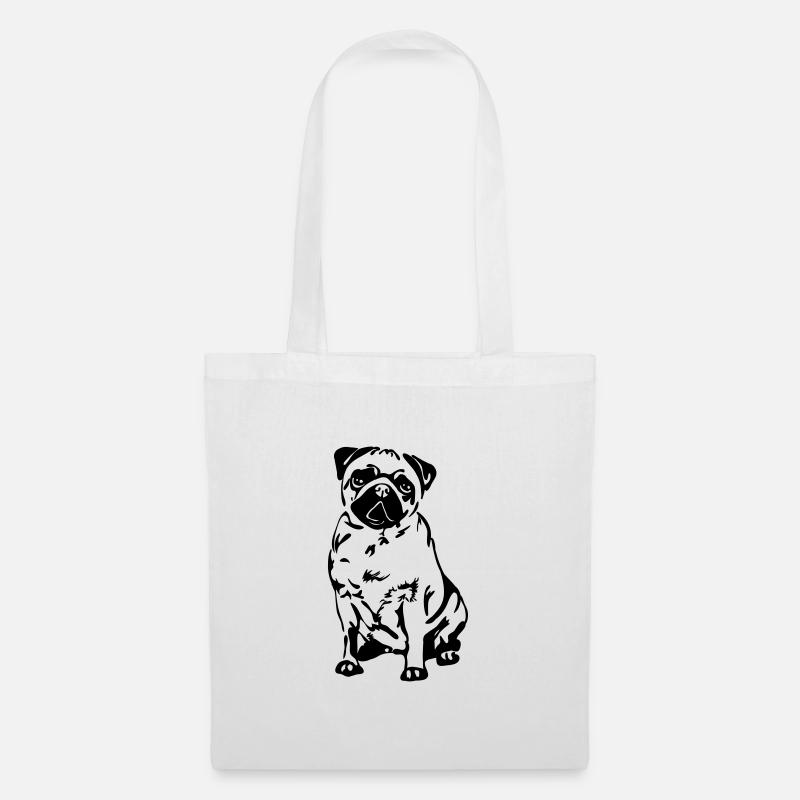 Mops Pug Hund Hunde Wilsigns - Stoffbeutel - Weiß