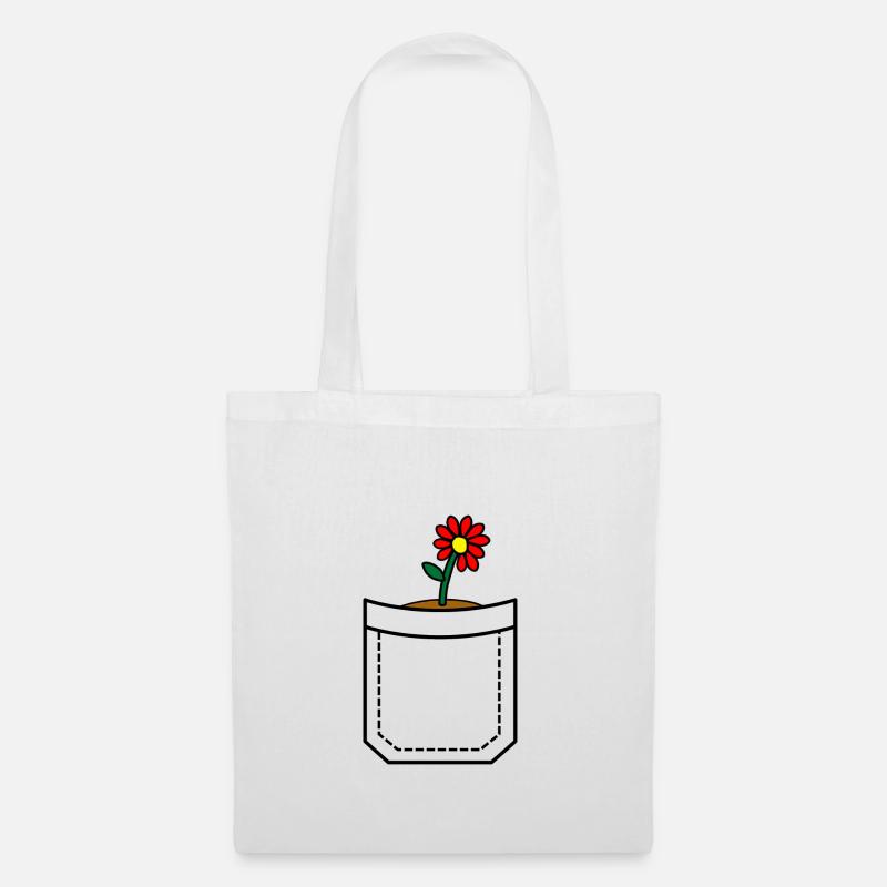 kleine Taschen Blume - Stoffbeutel - Weiß