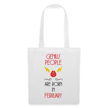 les génies naissent en Février - Anniversaire - Sac en tissu - blanc - Devant