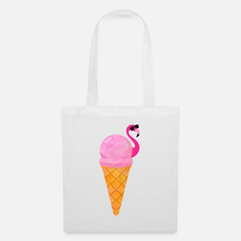 Ice cream Waffeleis Eiskugel Flamingo Eis - Stoffbeutel - Weiß