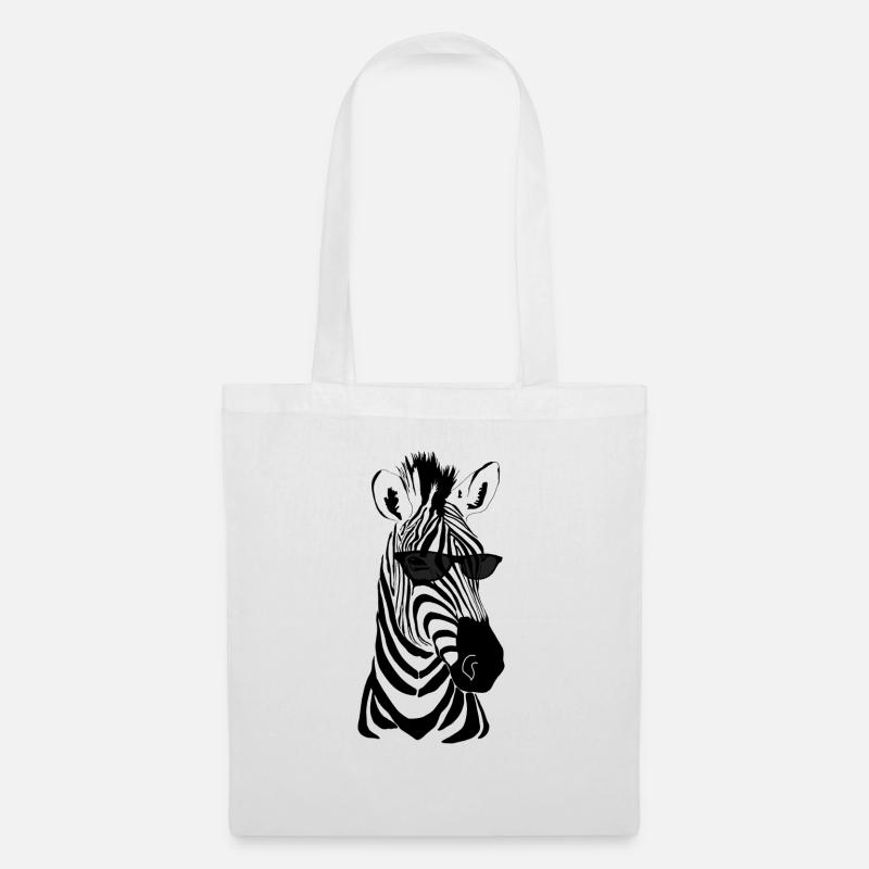 Zebra mit Sonnenbrille - Stoffbeutel - Weiß