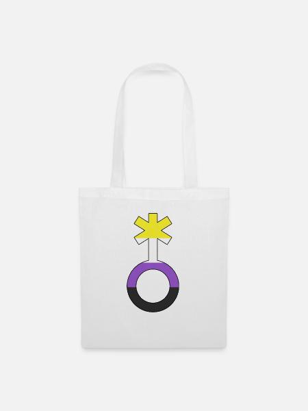 Nonbinär Symbol Non-Binär Nichtbinär Geschlecht - Stoffbeutel - Weiß