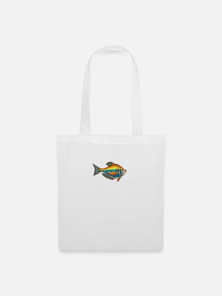 Fischerglück - Anglerglück - Bunter Fisch - Stoffbeutel - Weiß