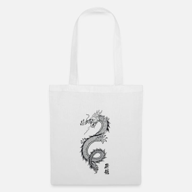 Chinesischer Drache - Motiv 12 - Stoffbeutel - Weiß