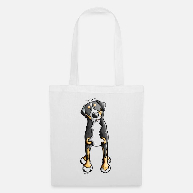 Witziger Schweizer Sennenhund - Stoffbeutel - Weiß