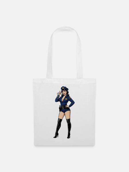 Pin-up-Polizist - Stoffbeutel - Weiß