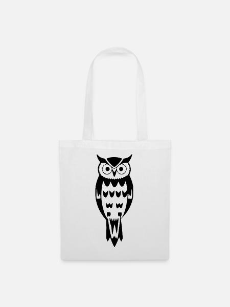 Eule Vogel Geschenk Naturliebhaber Wanderer - Stoffbeutel - Weiß