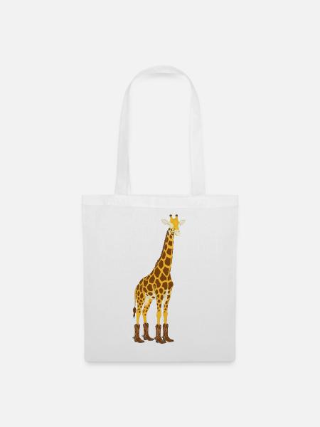 Giraffe mit Stiefel-Statement - Stoffbeutel - Weiß