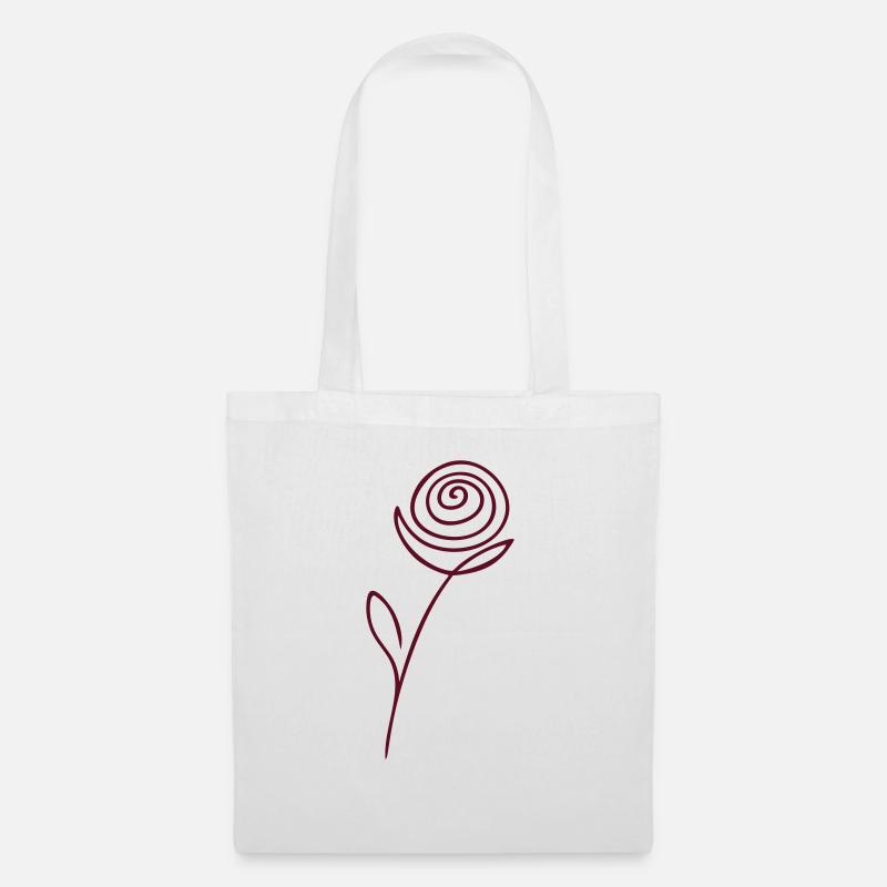 Rose minimalistisch - Stoffbeutel - Weiß