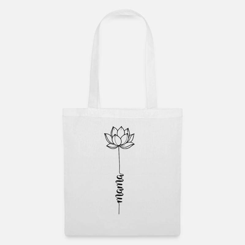 Lotusblume mit Mama Schriftzug Muttertag Geschenk - Stoffbeutel - Weiß