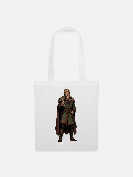 Viking-Krieger mit Kelch und Pelz - Stoffbeutel - Weiß