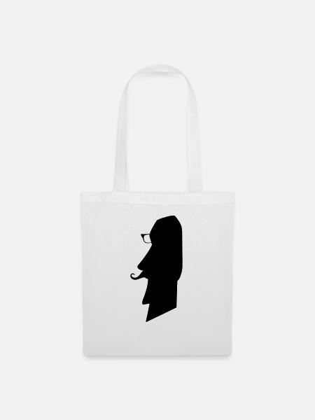 moai_hipster_02 - Sac en tissu - blanc