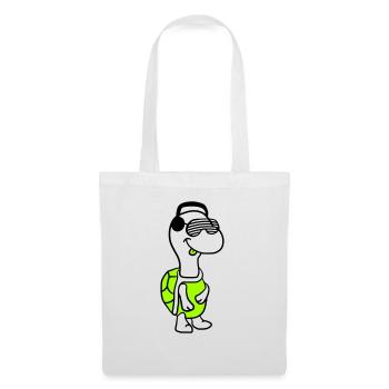 mignon cool DJ tortue fête club musique amusant - Sac en tissu - blanc - Devant