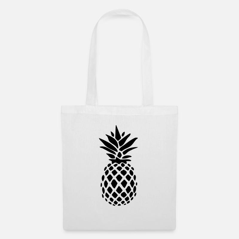 Ananas schwarz Silhouette - Stoffbeutel - Weiß