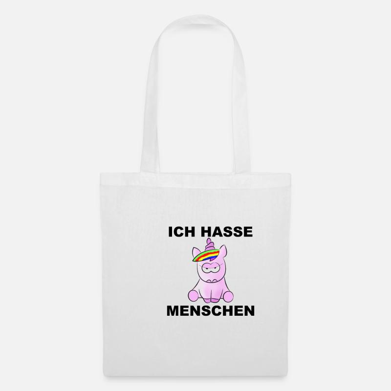 Ich hasse Menschen - Pink Einhorn - Stoffbeutel - Weiß