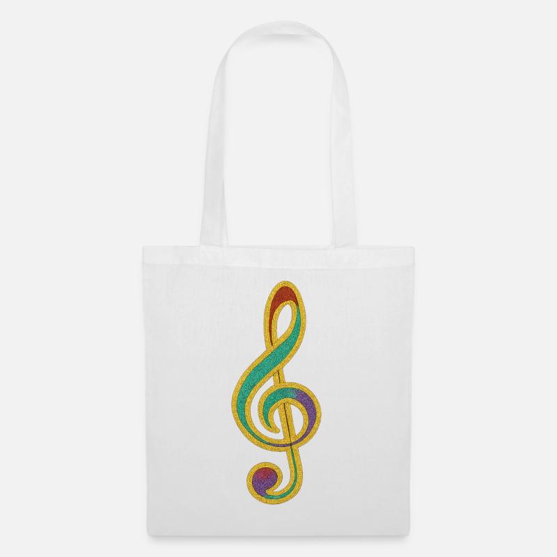 Conception de clé de sol scintillante colorée - Sac en tissu - blanc