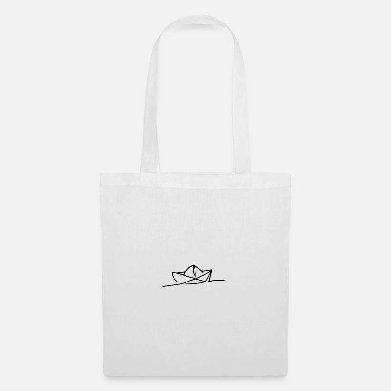 Papierschiff minimalistisch - Stoffbeutel - Weiß