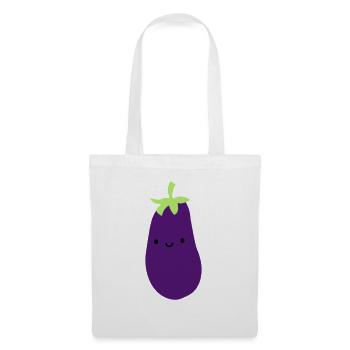 aubergine mit gesicht augen mund niedlich suess ge - Stoffbeutel - Weiß - Vorne