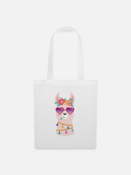 cooles Lama mit Sonnenbrille - Stoffbeutel - Weiß