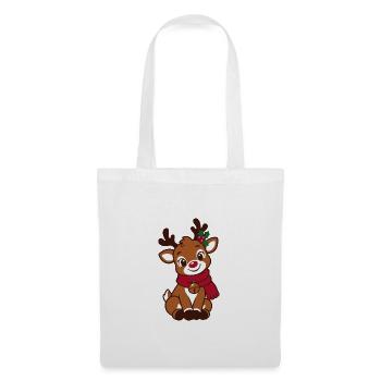 Süßes Weihnachtsrentier – Rentier Weihnachten - Stoffbeutel - Weiß - Vorne