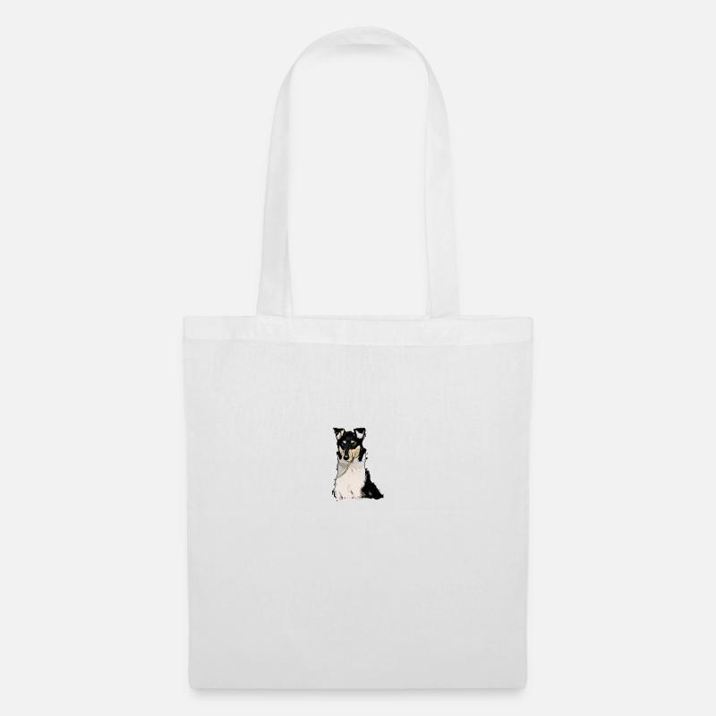 Kurzhaar Collie tricolor Comic - Stoffbeutel - Weiß