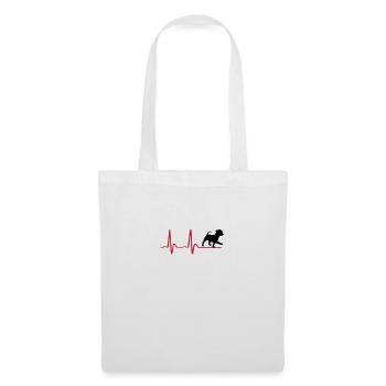 Chien, Heartbeat & cute dog - Sac en tissu - blanc - Devant