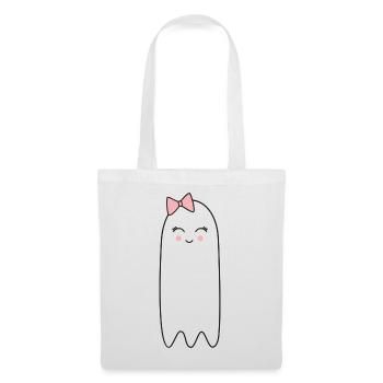 Fantôme avec un nœud rose – Un joli design d’Halloween - Sac en tissu - blanc - Devant