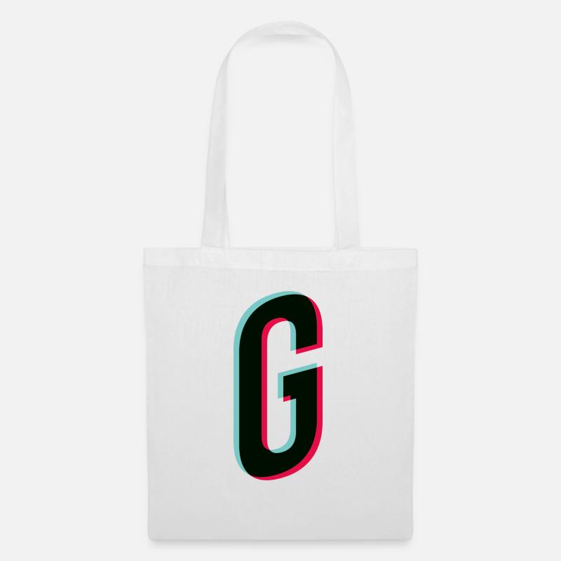 G - Buchstabe - G - Stoffbeutel - Weiß