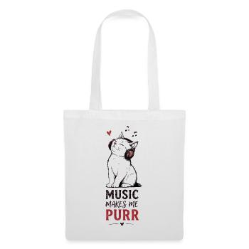Cat Music Headphones Purr Gift - Tote Bag - white - Front