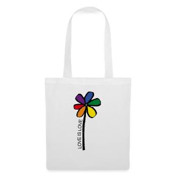 Pride Flower - LGBT Blume - Love is Love - Stoffbeutel - Weiß - Vorne