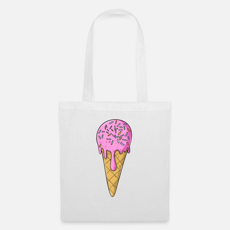 Eis | Rosa Pink Eiscreme mit Streusel | Icecream - Stoffbeutel - Weiß