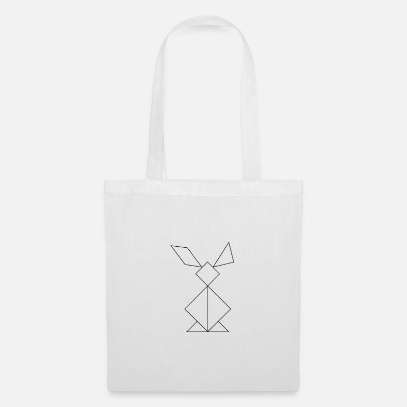 Hase Tangram – Fine Art - Stoffbeutel - Weiß