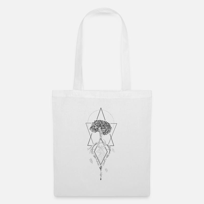 GEOMETRIC DEER WITH TREE - Tote Bag - white