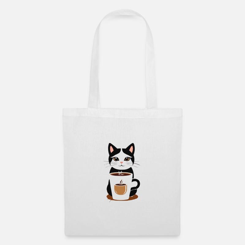katze kaffee - Stoffbeutel - Weiß