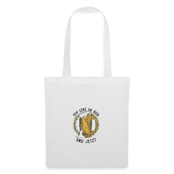 Ich Lebe Im Bier Und Jetzt Bierliebhaber Geschenk - Stoffbeutel - Weiß - Vorne