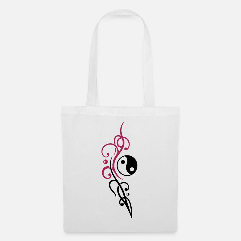 Yin & Yang Symbol mit Tribal - Stoffbeutel - Weiß