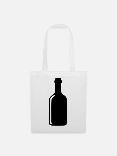 Flasche Wein Alkohol Geschenk  - Stoffbeutel - Weiß