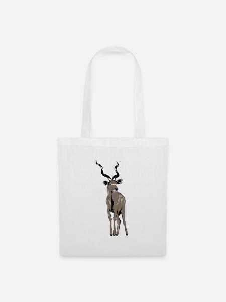 Kudu Antilope - Safari - Afrika - Großer Kudu - Stoffbeutel - Weiß