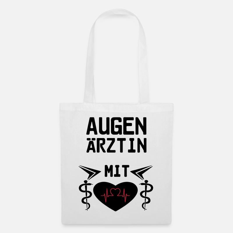Augenärztin mit Herz Geschenk - Stoffbeutel - Weiß