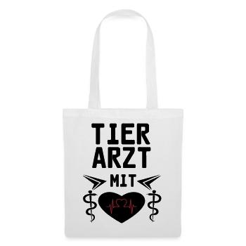 Tierarzt mit Herz Geschenk - Stoffbeutel - Weiß - Vorne