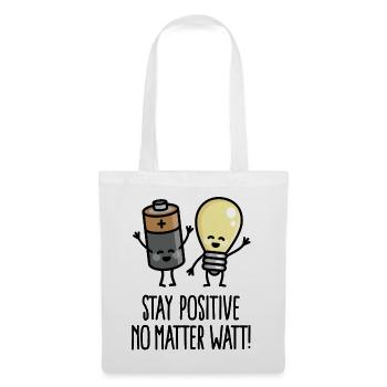 Stay positive funny battery light bulb pun puns - Tote Bag - white - Front