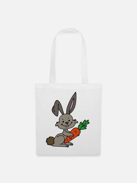 Hase mit Karotte - Stoffbeutel - Weiß