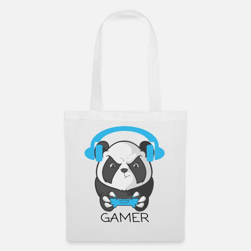 Verspieltes Panda-Gamer-Design - Stoffbeutel - Weiß