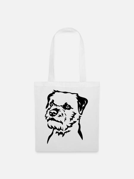 Border Terrier Kopf - Stoffbeutel - Weiß