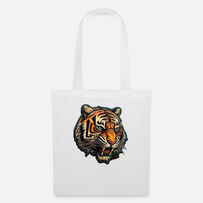 Der Fauchende Tiger - Stoffbeutel - Weiß