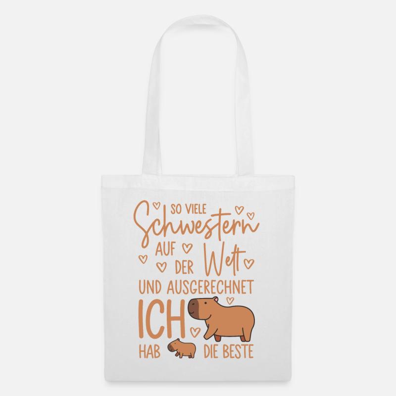 So viele Schwestern Capybara Geschwister Geschenk - Stoffbeutel - Weiß
