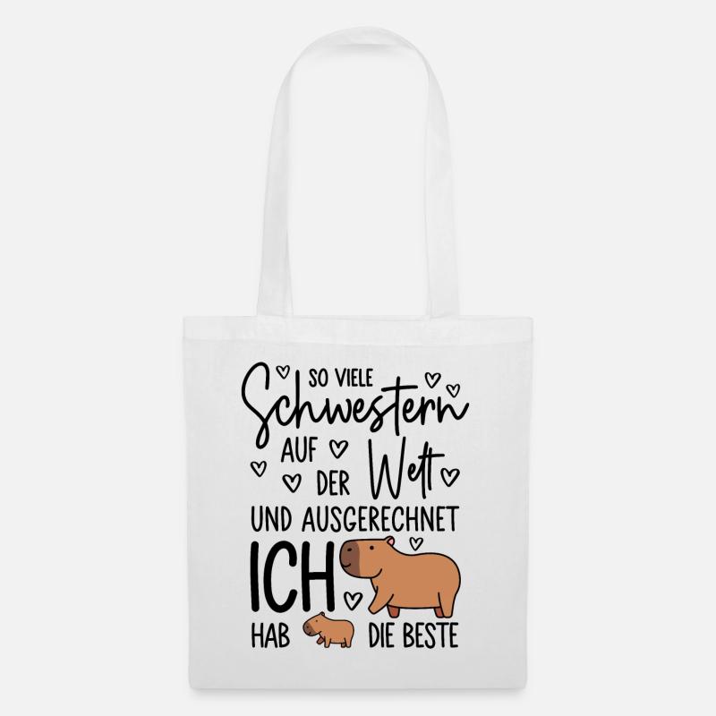So viele Schwestern Capybara Geschwister Geschenk - Stoffbeutel - Weiß