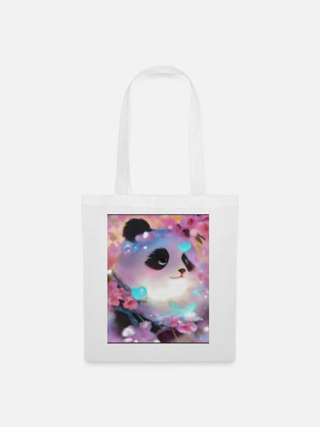 Panda Bild - Stoffbeutel - Weiß
